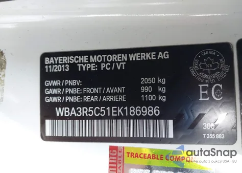 2014 BMW 435I xDrive z USA, uszkodzony, nr VIN WBA3R5C51EK186986